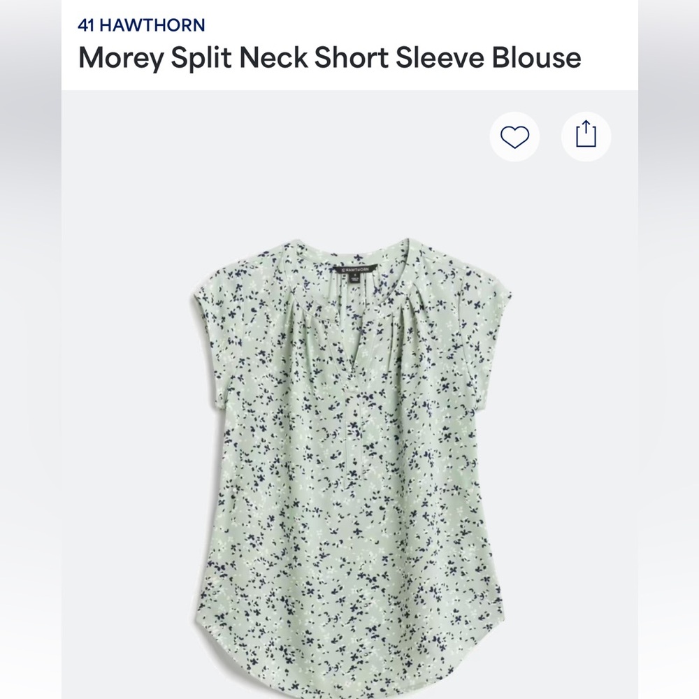 41 Hawthorn Morey Split Neck Blouse in Mint and Navy